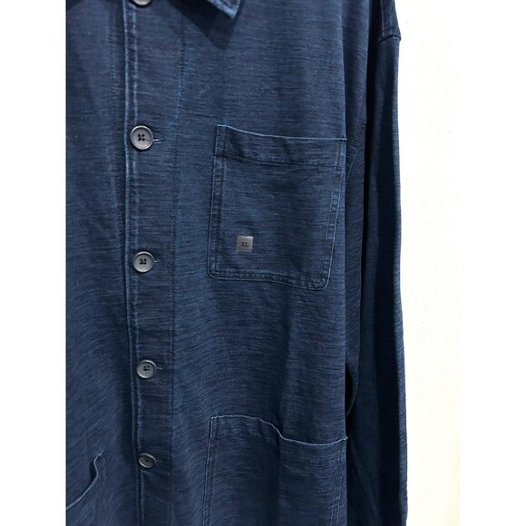 Express NEW Mens Blue Button Up Denim Shirt Pockets Shacket Sz XL - Picture 4 of 8